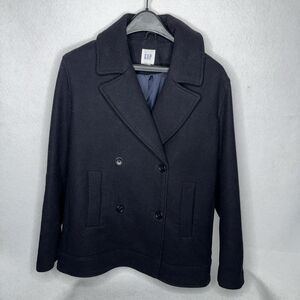 Gap Jacket Women's Medium Black Coat Wool Blend Double Breasted Winter Outdoors